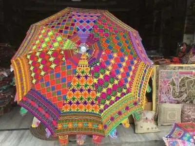 $150.03 • Buy Indian Garden Parasols Peacock Sun Shade Patio Umbrella Embroidered Outdoor
