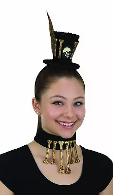 Voodoo Witch Doctor Mini Top Hat Headband Bone Choker Necklace Costume Accessory • $1.99