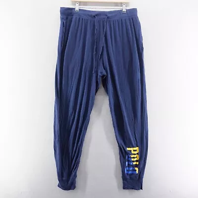 Polo Ralph Lauren Mens Track Pants XL Blue Logo Cotton Joggers Loungewear • £21.62