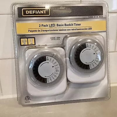 Defiant 2 Pack LED Basic Backlit Timer 24 Hour Mechanical Timer New And Sealed • $10