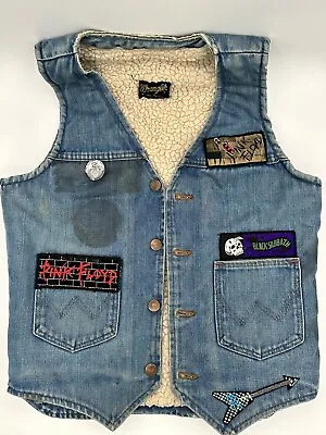 Vintage Wrangler Rock Heavy Metal Iron Maiden Women's Jean Denim Vest - Small • $109.99