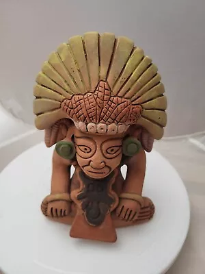 Vtg Aztec Mayan Terracotta /Ceramic Figurine / Vase 8in  • $79.99