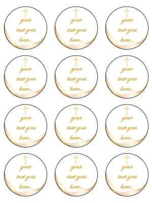 £4.19 • Buy Religious Cross Gold  Personalised Edible Cupcake Toppers Wafer Or Icing X 12