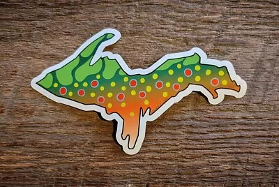 $4.95 • Buy UPPER PENINSULA Stickers Decals Fly Fishing Brook Michigan Pike Musky Coho