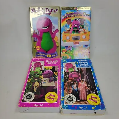 $18.89 • Buy Barney Lot Of 4 VHS Tapes -Sing & Dance, Rock W/, Magical Musical, Adventure Bus