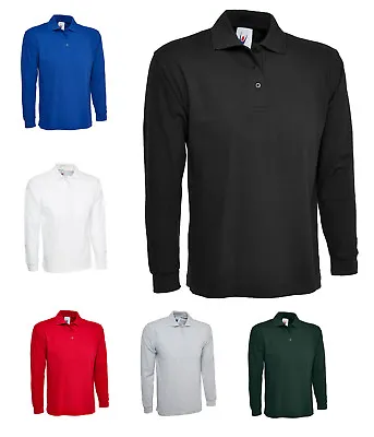 Mens Long Sleeve Pique Polo T Shirt Size XS To 4XL - WORK CASUAL SPORTS LEISURE • £14.95