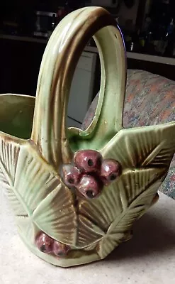  McCoy Pottery Basket  Leaves And Berry Design Planter • $35