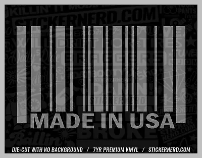Made In USA Bar Code Sticker - Car Decals - Window Decal Cars America Stickers • $5