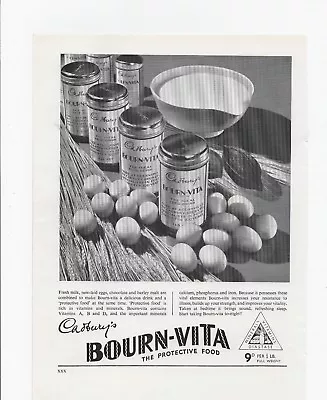 1936 Print Advert CADBURY'S BOURN-VITA 'THE PROTECTIVE FOOD'  • £1.99