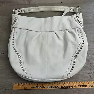 B. Makowsky White Hobo Bag With Silver Studs • $25