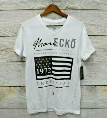 Shirt Marc Ecko Cut & Sew Mens Small Embellished Shiny Flag Slim T New Defect • $17.10