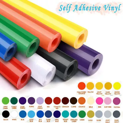 Vinyl -12 X5Ft Roll Adhesive Vinyl 35 Colors Available Craft&Hobby Free Shipping • $6.63