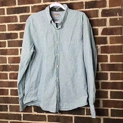 Tailored By J Crew Mens Blue Long Sleeves Button Front Gingham Shirt Sz Large • $2.26