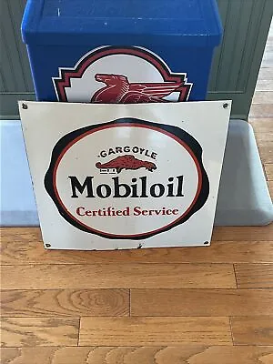 Porcelain Mobil Oil Sign  Size 20   X 20  Inches…. As Found • $75