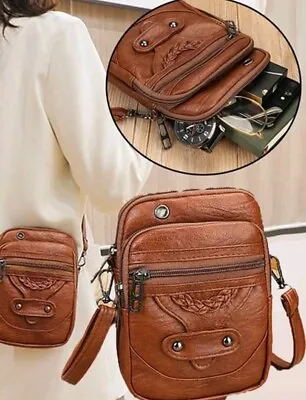 Womens Crossbody Saddle Bag Tan Brown Handbag Boho Retro Vintage Style Gift Her • £12.99
