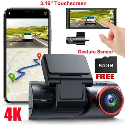 $144 • Buy 4K WiFi GPS Dual Dash Cam Front And Rear 1080P IPS Touchscreen Car DVR Camera AU