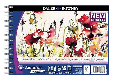 Daler Rowney A5 Aquafine Artists Watercolour Spiral Texture Pad 12 Sheets 300gsm • £6.15