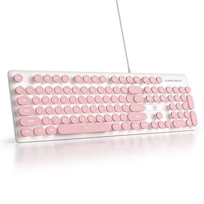 Wired Quiet Membrane KeyboardFull Size 104-Keys Retro Punk Typewriter White L... • $34.93