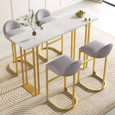 5 Pieces Dining Set Kitchen Counter Height Breakfast Bar Table 4x Bar Stools NEW • $435.99