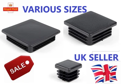 £2.92 • Buy Square Plastic Black Blanking End Caps Tube Pipe Inserts Plug Bung 