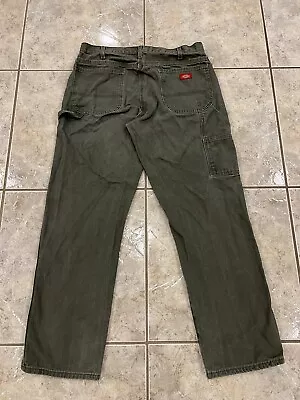 Men's 36X32 Dickies Relaxed Fit Sanded Duck Carpenter Pants River Moss 1939RMS • $16.99