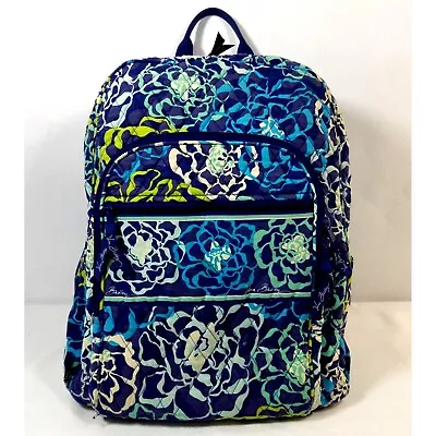 Vera Bradley Campus Backpack Katalina Blue And Green Large Floral Bookbag • $34.99