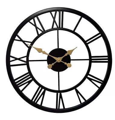 80cm Large Metal Skeleton Wall Clock Home Cafe Bar Office Indoor Decoration • £34.29