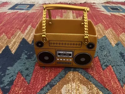 Retro Boombox Gold Plastic 80s Like Unique Purse Open Handbag NICE Condition • $13.90