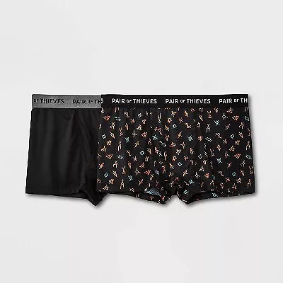 Pair Of Thieves Men's Super Fit Trunk 2pk - Red/Tan/Blue Cave Drawing S • $10.99