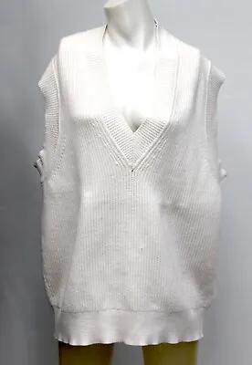 Zara Knit Sweater Vest Women's Medium Sleeveless White V-Neck Open Knit • $9.99