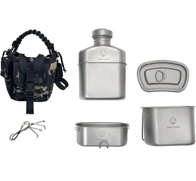 Valtcan Titanium Miltary Canteen With Mess Kit Set 1L 500ml 250ml With Lid And • $159.99