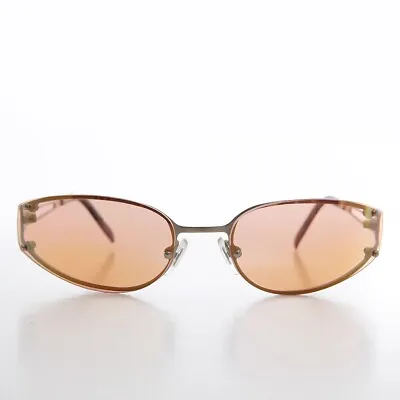 Oval Y2k Wrap Around Sunglasses With Pink Lenses - Rickey • $28