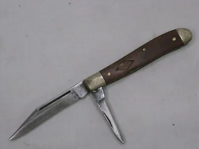 Vintage Shapleigh Wood Handle Double Blade Folding Pocket Knife * PLEASE NOTE • $40.80