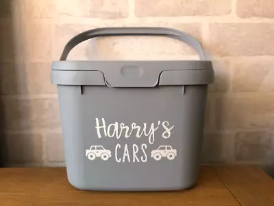 Customised Personalised Grey Toy Storage Car Box Caddy Tub • £11.99