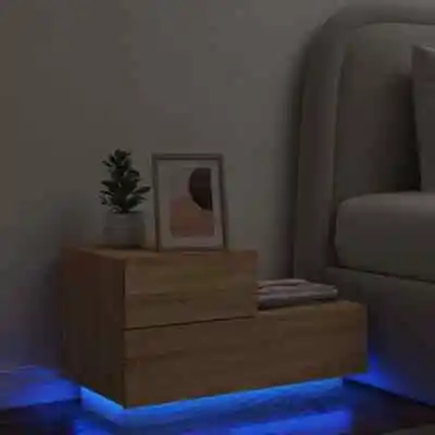 Bedside Cabinet With LED Lights Nightstand Bed Cabinet  Bedside Table VidaXL • £58.99