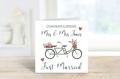 Personalised Wedding ANNIVERSARY Valentine BIRTHDAY Card ~ Bicycle For 2 (B1) • £1.99