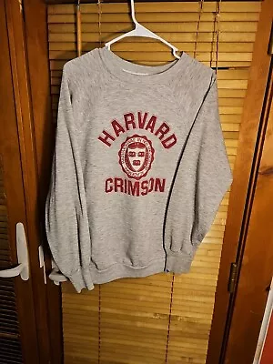 True Vintage 80s Harvard Crimson Raglan Sweatshirt Men's L XL College Ivy League • $40