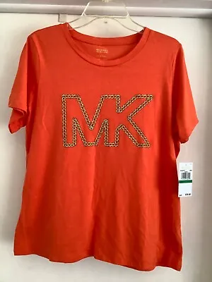 Michael Kors Zinnia Short Sleeve Chain Logo Front Design Woman T-shirt Size L • $50