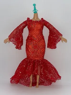 Barbie Celia Cruz Curvy Fashion Doll Outfit Red Lace Mermaid Dress Evening Gown • $14.99