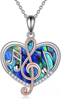 Musical Note Necklace Sterling Silver Treble Clef Music Note Jewelry Gifts For M • $85.51