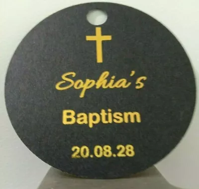 20x Black Gift Tags Gold Silver Foil Christening Baptism Candle Party Favor Box • $18.95