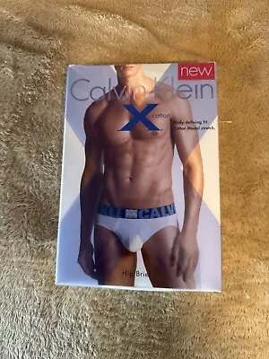 Vintage Calvin Klein X Cotton Hip Brief Men’s Large White Modal U8800 Underwear • $35