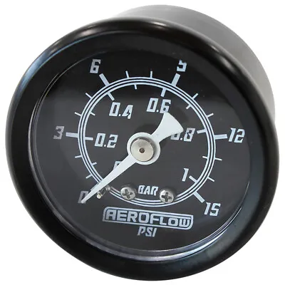 Aeroflow 1-1/2  0-15 Psi Pressure Fuel Oil Gauge Black Face White Pointer • $37.12
