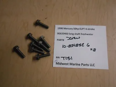 10-824832 6 Mercury 1998 50hp ELPT Bigfoot Outboard Screw (8) T131 • $14