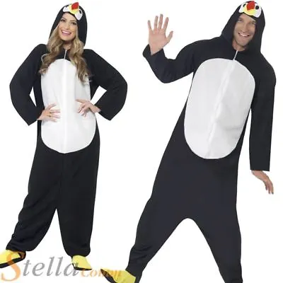 Mens Penguin Costume Animal Fancy Dress Costume Unisex Womens Outfit • £27.99