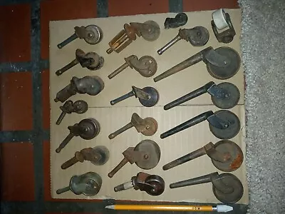 Antique Vintage Industrial Cast Iron Wheel Casters Furniture Parts Lot (21) • $15