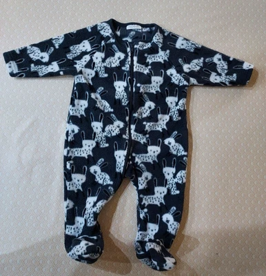 £1.99 • Buy NEXT Baby Boys Grey Rabbit Design Soft Fleece  Sleepsuit. Age 0-3 Months