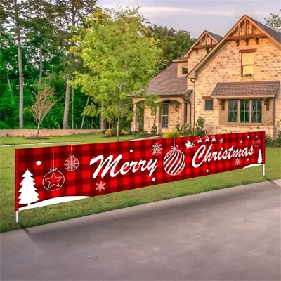 Merry Christmas Banner Large Xmas Porch Sign Banners Poster Indoor Outdoor Holid • $15.46