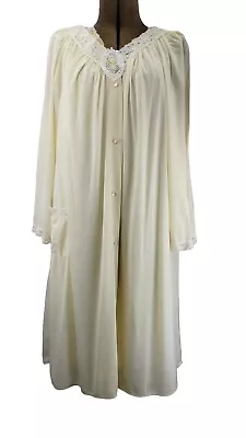 Nightgown Robe Vintage SHADOWLINE Nylon Chiffon Lace Peignoir Yellow XL/1X PLUS • $74.99