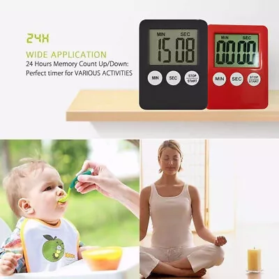 Magnetic Square LCD Digital Timer Kitchen Cooking Countdown Alarm Clock Tools 15 • $7.43